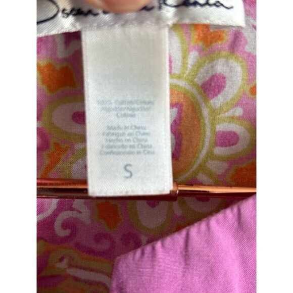 Oscar De La Renta Womens Long Sleeve Pink Paisley Print Mini Shift Dress Sz S - Picture 9 of 12
